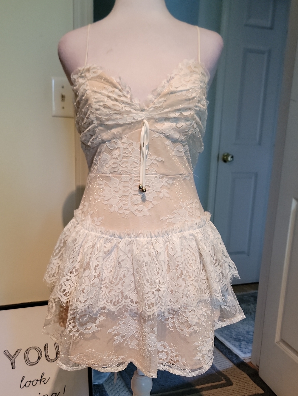 Amazing Lace Ivory Lace Tiered Slip Dress